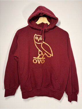 OVO Maroon Hoodie with Gold Owl Logo size S